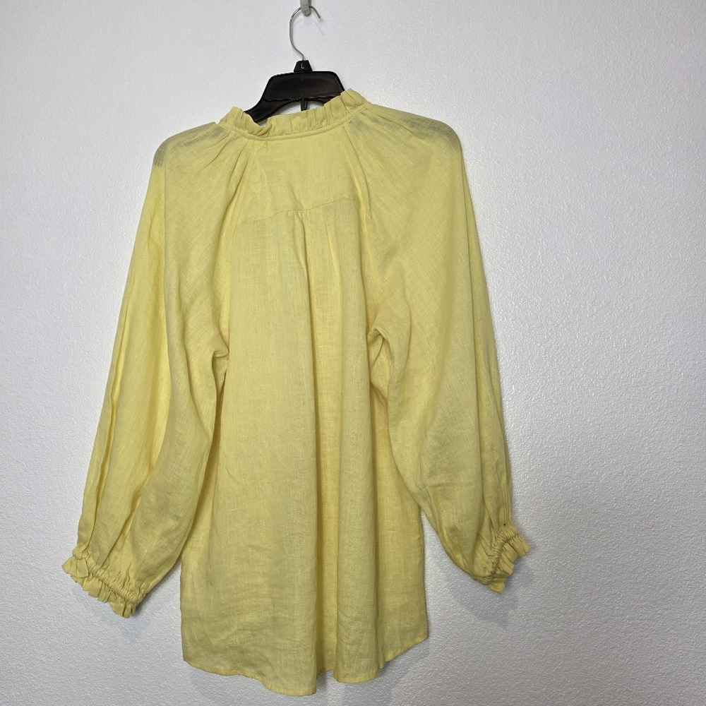 Anthropologie Maeve The Audie Linen Puff-Sleeve Blouse​​ Size Small - Picture 9 of 10